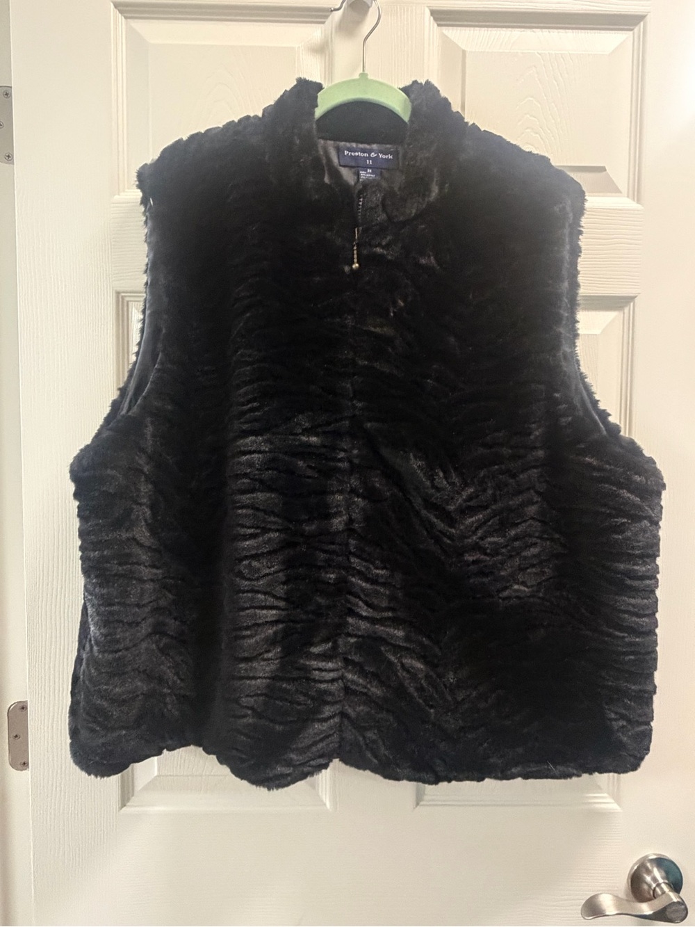 Preston & York Black Faux Fur Zip-Front Vest